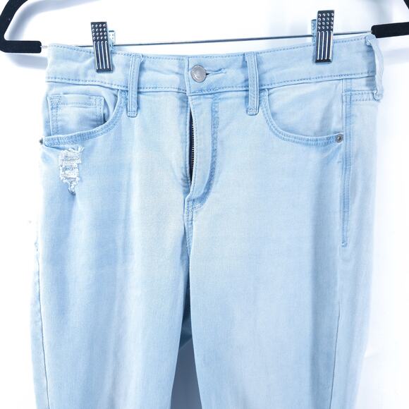 Old Navy Normcore Distressed Rockstar HR Light Wash 360 Stretch Raw Hem Skinny 4 - Picture 3 of 13